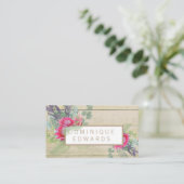 Carte De Visite Aquarelle Fleur Protea Floral Rustique (Debout devant)