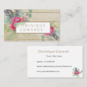 Carte De Visite Aquarelle Fleur Protea Floral Rustique (Devant / Derrière)