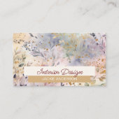 Carte De Visite Aquarelle fleur sauvage de feuillage vert ambre (Devant)