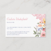 Carte De Visite Aquarelle Fleur sauvage Fleurs & Dentelle Rose Bus (Dos)