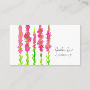 Carte De Visite Aquarelle Fleur sauvage Heather Fuchsia rose