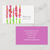 Carte De Visite Aquarelle Fleur sauvage Heather Fuchsia rose (Devant / Derrière)
