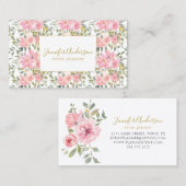 Carte De Visite Aquarelle Fleur sauvage Lush Blush Rose Floral (Devant / Derrière)