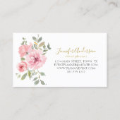 Carte De Visite Aquarelle Fleur sauvage Lush Blush Rose Floral (Dos)