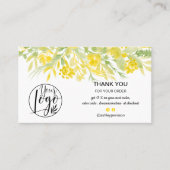 Carte De Visite Aquarelle fleurie jaune cool logo commander merci (Devant)