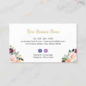 Carte De Visite Aquarelle Fleurie moderne Cadre géométrique modern (Dos)