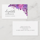 Carte De Visite Aquarelle fleurie violet et rose (Devant / Derrière)