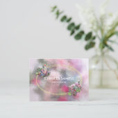 Carte De Visite Aquarelle Fleurs Abstraites Gold Frame Chic Modern (Debout devant)