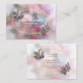 Carte De Visite Aquarelle Fleurs Abstraites Gold Frame Chic Modern (Devant / Derrière)