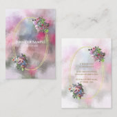 Carte De Visite Aquarelle Fleurs Abstraites Or Cadre Moderne Chic (Devant / Derrière)