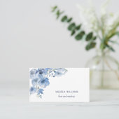Carte De Visite Aquarelle Fleurs Bleues (Debout devant)