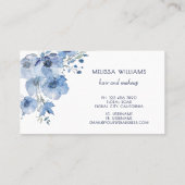 Carte De Visite Aquarelle Fleurs Bleues (Dos)