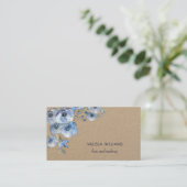 Carte De Visite Aquarelle Fleurs Bleues Rustiques (Debout devant)
