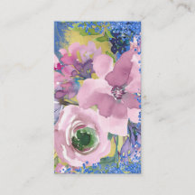Aquarelle Fleurs de Bleu Lavande Paillettes