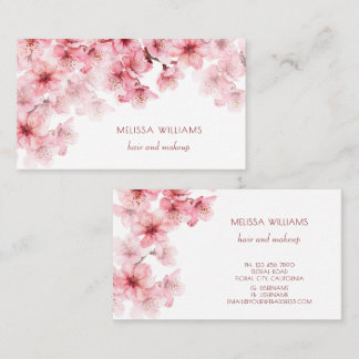 Carte De Visite Aquarelle Fleurs de Cerisier Rose Floral