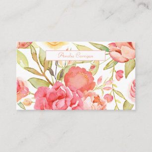 Carte De Visite Aquarelle Fleurs de Jardin