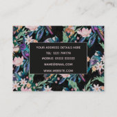 Carte De Visite Aquarelle Fleurs de printemps Oiseaux Motif noir (Dos)