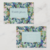 Carte De Visite Aquarelle Fleurs de printemps Oiseaux Motifs (Devant / Derrière)