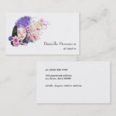 Carte De Visite Aquarelle Fleurs Femme Printemps Art Nature (Devant / Derrière)