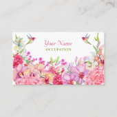Carte De Visite Aquarelle Fleurs Jardin d'oiseaux (Devant)