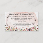 Carte De Visite Aquarelle Fleurs roses Animaux de compagnie Sitter (Dos)