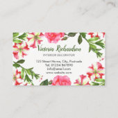 Carte De Visite Aquarelle Fleurs roses Circle Wreath Arrangement (Dos)