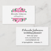 Carte De Visite Aquarelle Fleurs roses Fleurs de cerisier Fleur de (Devant / Derrière)