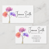 Carte De Visite Aquarelle Fleurs roses Simple Élégant (Devant / Derrière)
