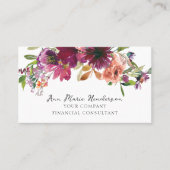 Carte De Visite Aquarelle Fleurs sauvages floraux (Devant)