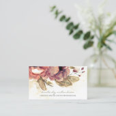 Carte De Visite Aquarelle Fleurs Vintage Maroon Élégant (Debout devant)