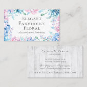Carte De Visite Aquarelle Floral & Bois rustique Pays élégant (Devant / Derrière)
