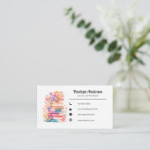 Carte De Visite Aquarelle Floral Bookish (Debout devant)