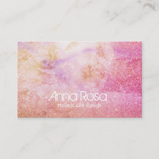 Carte De Visite *~* Aquarelle Floral Lavender Peach Dusty Rose (Devant)