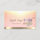 Carte De Visite Aquarelle Floral Machine à coudre Gold Stripe (Devant)