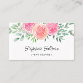 Carte De Visite Aquarelle Floral QR Code Planificateur d'événement (Devant)