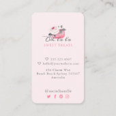 Carte De Visite Aquarelle Floral rose Macaron Boulangerie & sucrer (Dos)