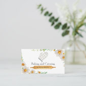 Carte De Visite Aquarelle Floral Rustique Cuisine Restauration (Debout devant)