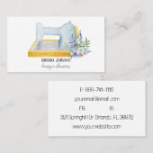 Carte De Visite Aquarelle Floral Seamstress Modification de la cou (Devant / Derrière)