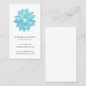 Carte De Visite Aquarelle florale bleue de Lotus | (Devant / Derrière)