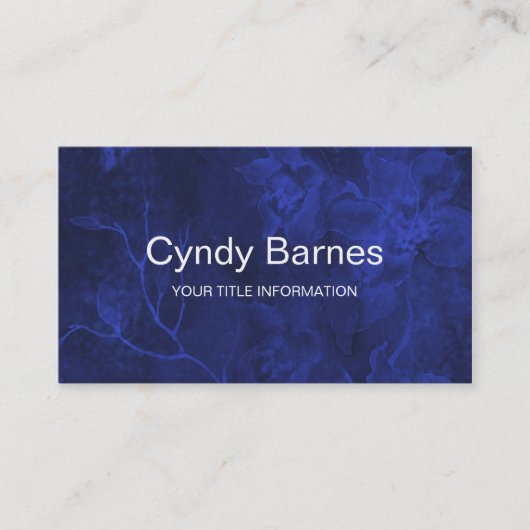 Carte De Visite Aquarelle Florale Bleue Royal (Devant)