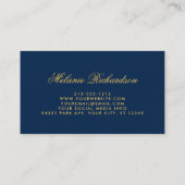 Carte De Visite Aquarelle Florale Bourgogne Marsala Blue Gold (Dos)