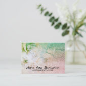 Carte De Visite *~* Aquarelle florale céleste Parties scintillant  (Debout devant)