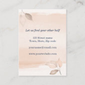 Carte De Visite Aquarelle florale de bleu marine de monogramme, (Dos)