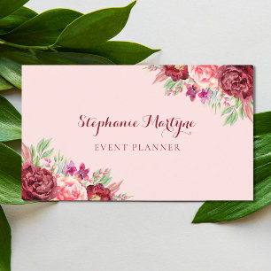 Carte De Visite Aquarelle florale de Bourgogne moderne