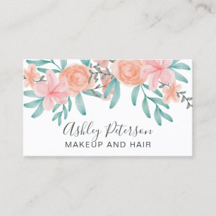 Carte De Visite Aquarelle florale de corail chic de printemps