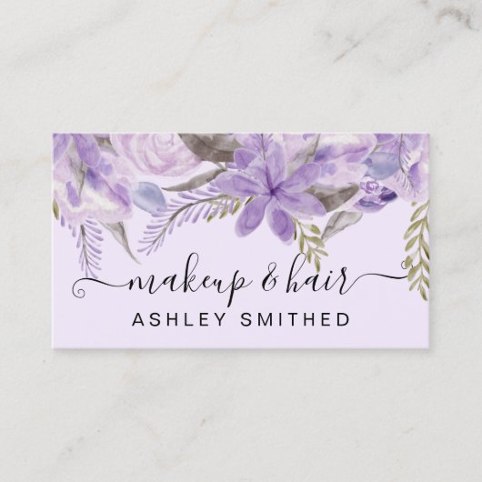 Carte De Visite Aquarelle florale de lavande de typographie de (Devant)