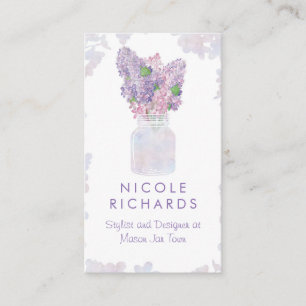 Carte De Visite Aquarelle florale de maçon de bouquet lilas de pot
