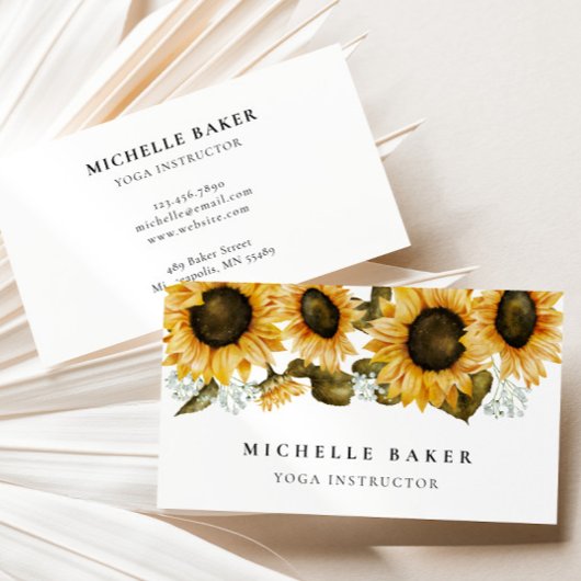 Carte De Visite Aquarelle florale de tournesol