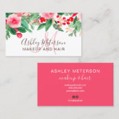 Carte De Visite Aquarelle florale d'hiver cheveux de maquillage ch (Devant / Derrière)