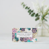 Carte De Visite Aquarelle florale d'illustrations d'or rose Girly (Debout devant)